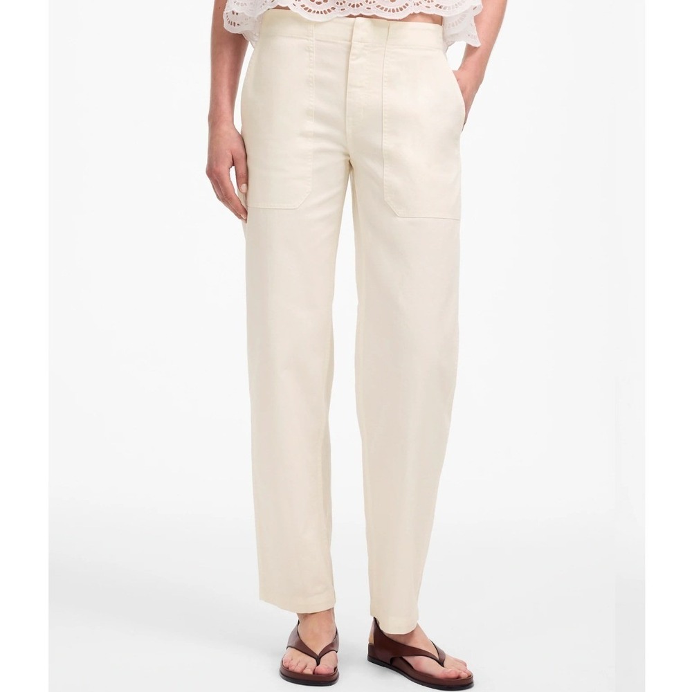 Madewell Tapered Leg Utility High-Rise Pants Lighthouse Rigid Cream Off-White 28